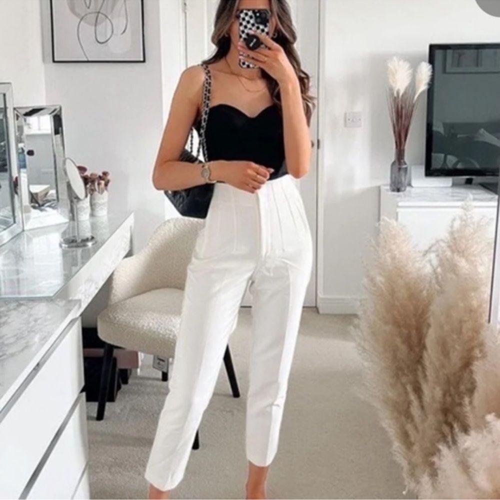 Zara White Trousers and Jumpsuits Collection